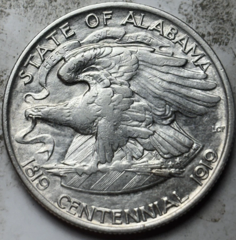 1921 Alabama 50c Commemorative Half Dollar. Attractive AU Details, Cleaned - Image 2 of 2