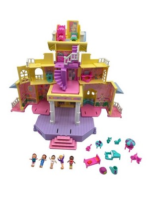 Vintage 1995 Polly Pocket Clubhouse Pop-Up Party Play House Pollyville Dolls +