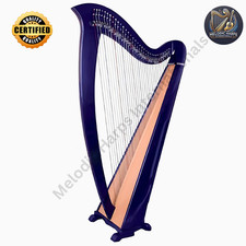 38 String Blue Lever Harp  Round soundbox Harp  Scottish Harp with Bag  Key