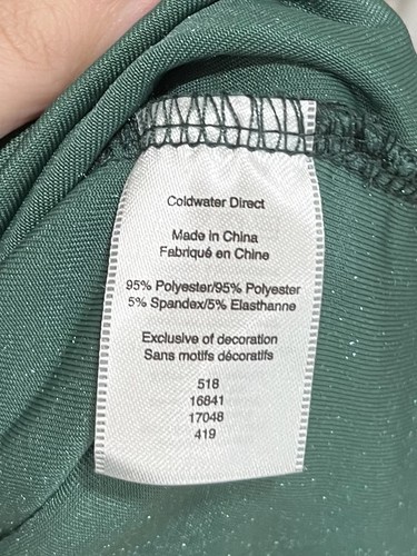 COLDWATER CREEK Green Velvour Popover Top Women 2X Pintuck Long Sleeve - Picture 5 of 8