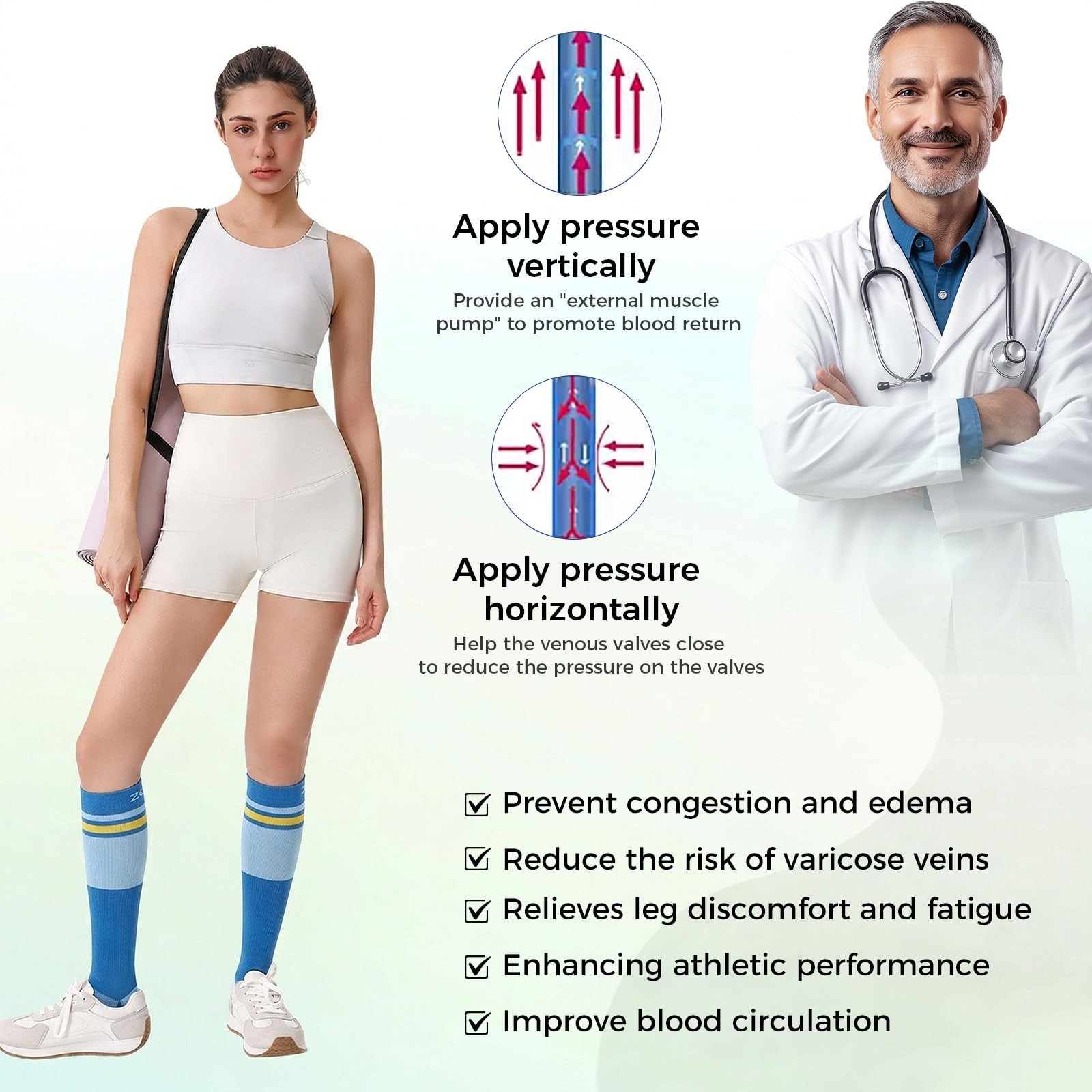Compression Socks 20-30 mmHg for Women & Men, Graduated Support for Circulati... alternate view 5