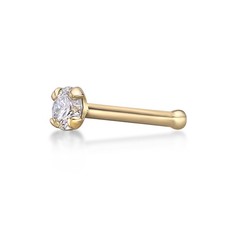 22 Gauge 0.05 Carat Diamond Straight Bone Nose Ring for Women in 14K Yellow Gold