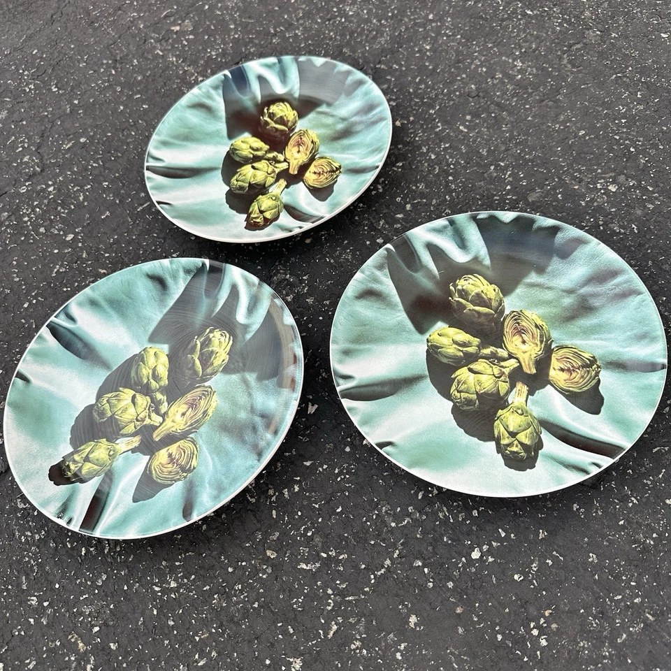 Set 3 Gather West Elm Grant Cornett Maggie Ruggiero Salad Side Plates Artichoke - Image 2 of 4