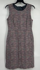 Lands’ End Pencil Dress Women’s Sz 6T Gray Multicolor Sleeveless Sheath Stretch