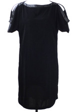 NEW Jessica London Black Size 12 Dress Velour Satin Accents Cold Shoulder
