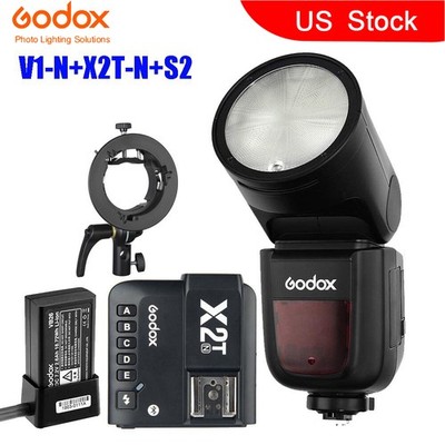 US Godox V1-N TTL HSS Camera Flash S2 Bracket X2T-N Trigger For Nikon D750 D810