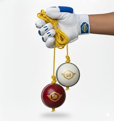 Cricket Leather Hanging White & Red Practice Ball Set Of 6
