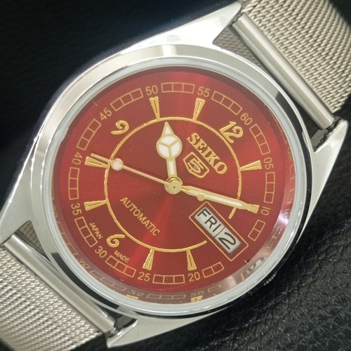 VINTAGE SEIKO 5 AUTOMATIC 6309A REFURBISHED JAPAN MENS RED DIAL WATCH a443338-1 - Picture 1 of 12