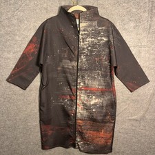 Dusan Silk Blend Jacket Blazer Womens Sz M Black Red Pockets. Made in Italy