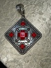 Southwestern Necklace/Vintage Enhancer Pendant/Red and Silver-Tone/Beautiful.  — photo 9