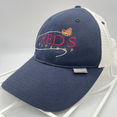 Simms Red s Fly Shop Snapback Trucker Hat Fly Fishing Cap Embroidered One Size