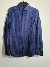 Express  extra slim fit navy polka dot Mens Dress Shirt Size Medium long sleeve