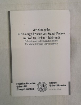 Verleihung des Karl Georg Christian von Staudt-Preises an Prof. Dr Stefan Hildeb