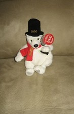 6" Coke Coca-Cola Top Hat Polar Bear Bean Plush w/Tag