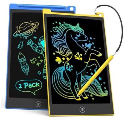  2 Pack LCD Writing Tablet, 10 Inch Colorful Doodle Board Drawing Bule Yellow