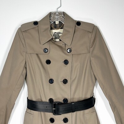 トレンチコート Burberry TRENCH COAT (8099432 C1593) BURBERRY Beige and Black Leather Trim Women' Classic Trench