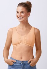 Amoena Fleur Soft Cup Cotton Front Closure Post Surgery Bra - NUDE