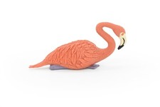 Flamingo, Sitting, Bird, Realistic Rubber Model, Hand Painted Figurine Toy 3"