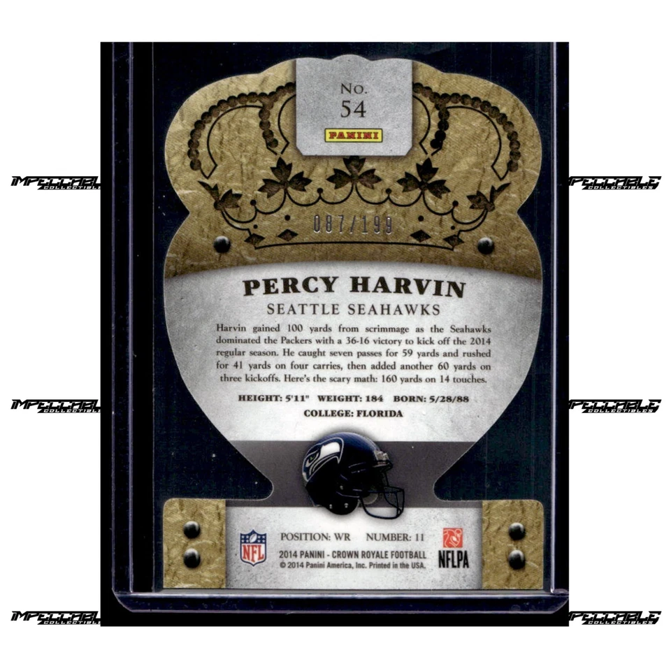 2014 Panini Crown Royale - Silver Holofoil #54 Percy Harvin DIE CUT /199 - Image 2 of 2