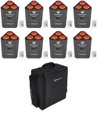 8 Rockville RockWedge LED 54w RGBWA UV Rechargeable Wireless DMX Lights Backpack
