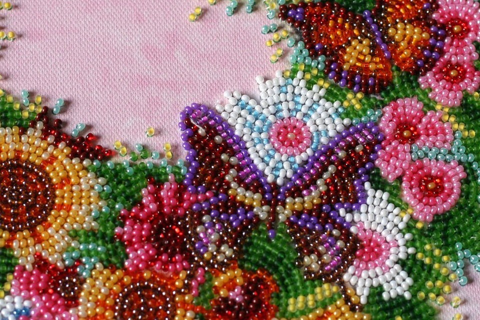 DIY Bead Embroidery Kit Welcome Spring Wreath stitching needlepoint ...