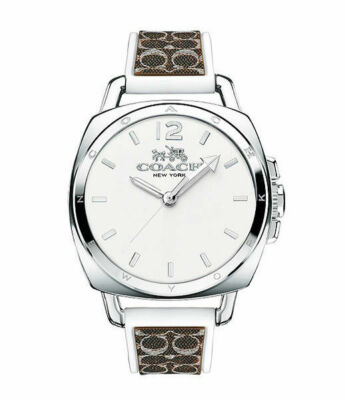 Coach 14502227 Boyfriend Silver Tone White Dial Rubber Band  display picture 1