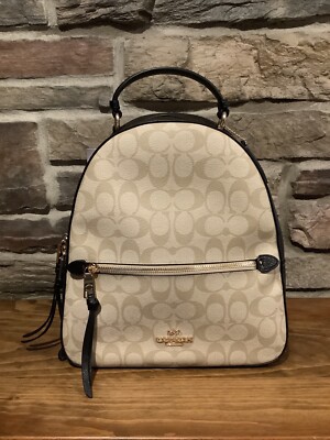 Coach Signature Pattern Jordyn Backpack Purse Light Khaki-NWT (C2002) Brand  New!