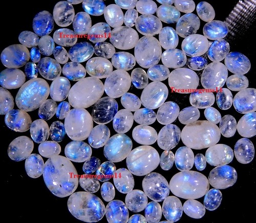 150 Crt WHOLESALE LOT NATURAL BLUE FIRE MOONSTONE CALIBRATED CABOCHON GEMSTONES - Picture 5 of 11