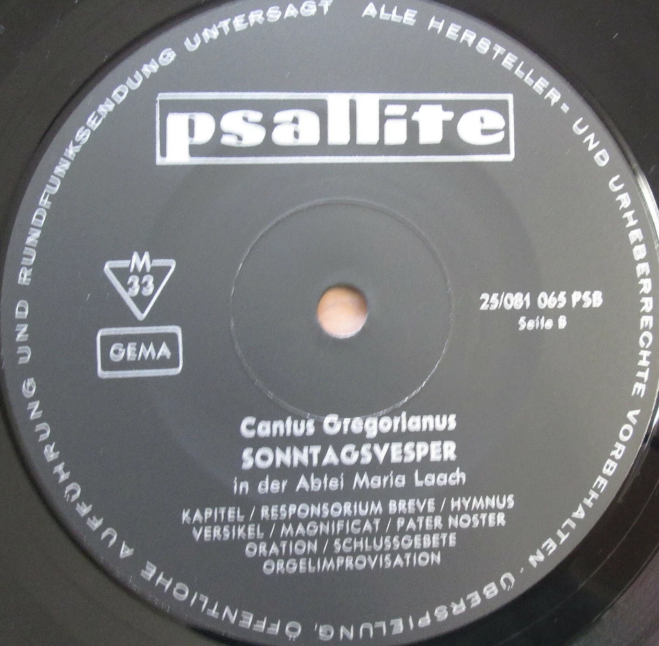 Cantus Gregorianus Sonntagsvesper In Der Abtei Maria Laach 10" Vinyl NEAR MINT - Изображение 2 из 4