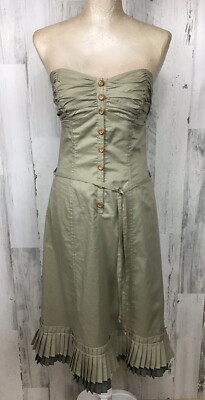NWT To The Max Women's Khaki Tan Strapless Pleated Bottom Dress Cute Sz 4