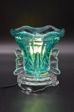 Electric Aroma Oil Warmer Dimmer Switch, Beautiful Design Glass Teal 5" Tall