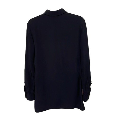 3.1 Phillip Lim Purple Black Silk Long Sleeve Blouse Top Shirt Womens Size 2 - Picture 7 of 11