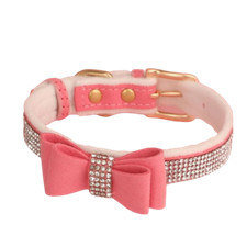 Hundehalsband mit Schleife Strasssteine für Hunde & Katzen Katzenhalsband Rosa