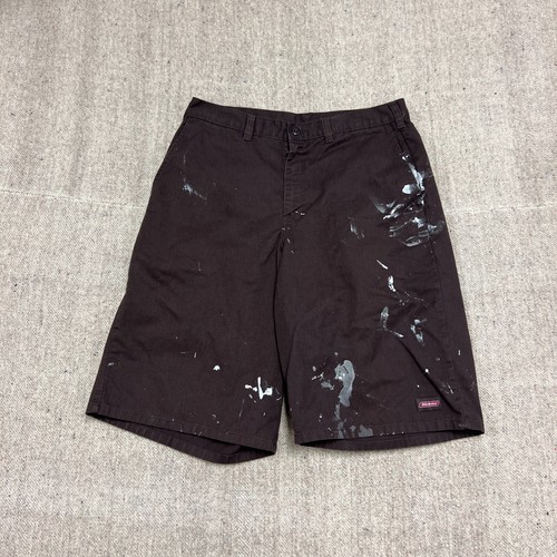Vintage Dickies Shorts Mens 32 Brown 1990s Distressed Paint Splatter