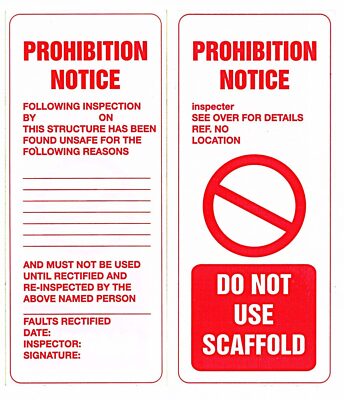USS Prohibition Notice Scaffold Tags | PACK OF 25