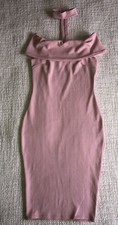 Pink halterneck bodycon dress 12