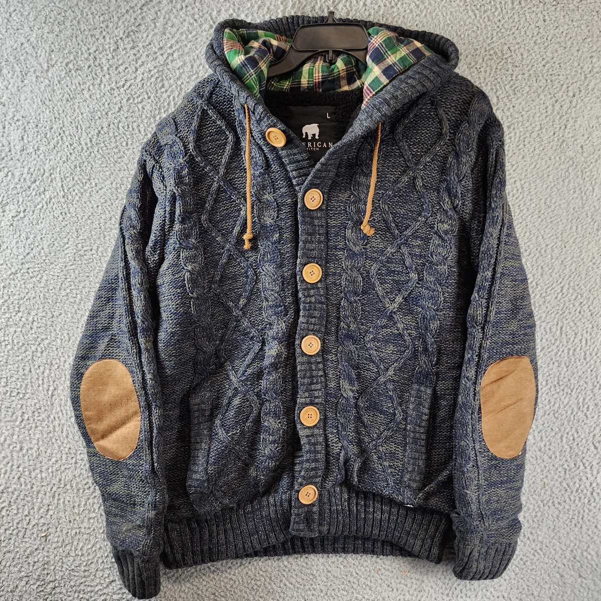 American stitch knit cardigan hoodie hotsell