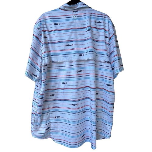 Magellan Outdoors Classic Fit Fish Gear Shirt 2XL Moisture-Wicking Striped Short - Picture 2 of 6