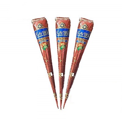 3 Cones Natural Kaveri Henna Cones Temporary Tattoo Body Art Mehandi Ink 25gm