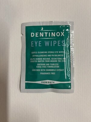 Dentinox Sterile Baby Eye Wipes Enriched with Chamomile - 72 Sachets - New