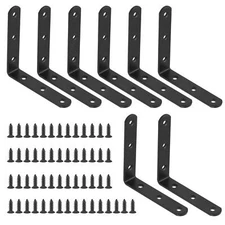 8 Sets 100mm Black L Bracket Right Angle Bracket Corner Brace Joint Bracket F...