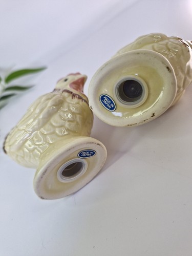 Vintage Salt & Pepper Cruet Set Chicken Rooster Made In Japan Excellent Unused - Picture 4 of 9