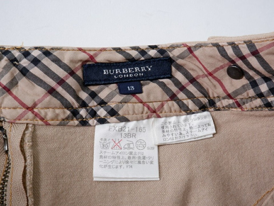 Burberry London Stretch Denim Beige Plain Skirt Size 29.9 inch