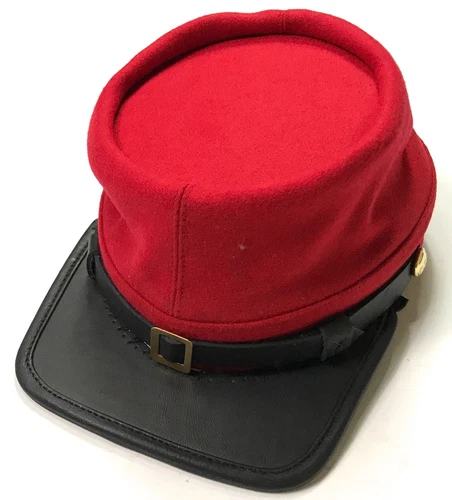 CIVIL WAR CSA CONFEDERATE ARTILLERY RED WOOL KEPI FORAGE CAP HAT-LARGE