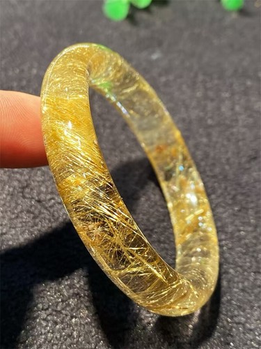 52.5mm Top Natural Rutilated Quartz Healing Crystal Bracelet Reiki Gift AAAAA+ - Picture 2 of 6