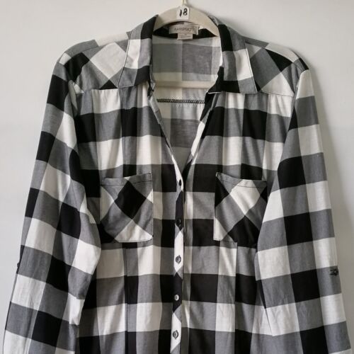Passport Womens Multicolor Roll Tab Sleeve Checked Button-up Tunic Shirt Size 2X - Picture 2 of 7