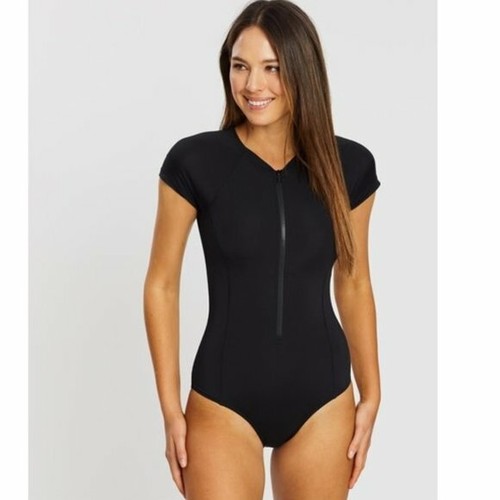 Sea Level Front Zip One Piece Swimsuit Black Us 16 Ebay