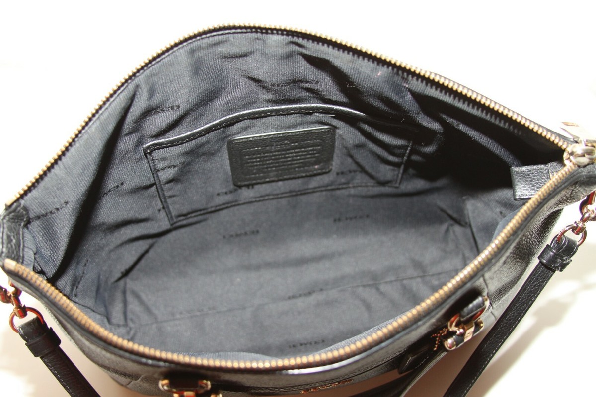 Coach Prairie Satchel 2Way Shoulder Bag Handbag Black Pebbled 