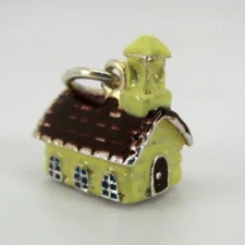 Sterling Silver CHURCH Charm for Bracelet ENAMEL No Place So Dear BAPTISM Gift