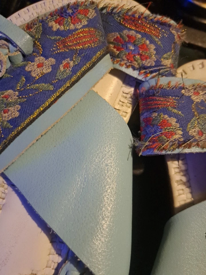 Sandalias de cuero y tela hechas a mano para niños niñas disfraz de geisha ver medidas Foto 4 de 4